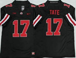 Ohio State Buckeyes #17 Carnell Tate Black number white color Authentic Stitched NCAA Jerseys