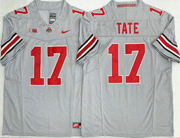 Ohio State Buckeyes #17 Carnell Tate Gray Authentic Stitched NCAA Jersey