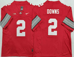 Ohio State Buckeyes #2 Caleb Downs Red sleeves With grey Stitched NCAA Jersey