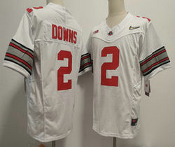 Ohio State Buckeyes #2 Caleb Downs White Diamond F.U.S.E College Football Jersey