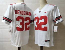 Ohio State Buckeyes #32 TreVeyon Henderson White College Football Jersey