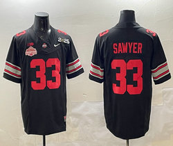 Ohio State Buckeyes #33 Jack Sawyer Black 2025 CFP Final With National Champions Patch NCAA Jersey
