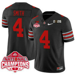 Ohio State Buckeyes #4 Jeremiah Smith Black 2025 CFP Final With National Champions Patch NCAA Jersey