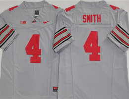 Ohio State Buckeyes #4 Jeremiah Smith Gray F.U.S.E Stitched NCAA Jersey