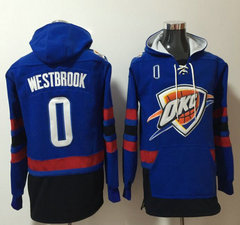 Oklahoma City Thunde #0 Russell Westbrook Hoodies Basketball Jersey Blue