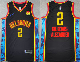 Oklahoma City Thunder #2 Shai Gilgeous-Alexander Black 2024-25 City With Advertising Stitched NBA Jersey