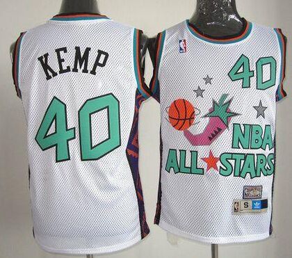 Oklahoma City Thunder #40 Shawn Kemp Throwback White 1995 All Star Authentic Stitched NBA jersey