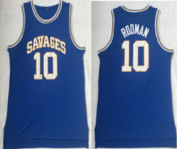 Oklahoma Savages #10 Dennis Rodman Blue Basketball Jersey