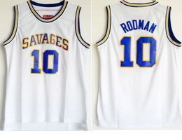 Oklahoma Savages #10 Dennis Rodman White Basketball Jersey