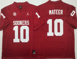 Oklahoma Sooners #10 John Mateer Red Authentic stitched Football jersey