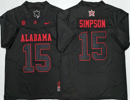 Alabama Crimson Tide #15 Ty Simpson Black Classic Authentic Stitched NCAA Jersey