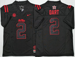 Ole Miss Rebels #2 Jaxson Dart Black Classic Authentic Stitched NCAA Jersey