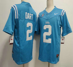 Ole Miss Rebels #2 Jaxson Dart Blue Authentic Stitched NCAA Jersey