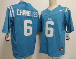 Ole Miss Rebels #6 Trinidad Chambliss Blue Authentic Stitched NCAA Jersey
