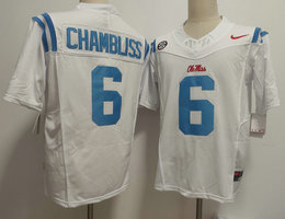 Ole Miss Rebels #6 Trinidad Chambliss White Authentic Stitched NCAA Jersey