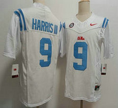 Ole Miss Rebels #9 Tre Harris III White College Stitched Jersey