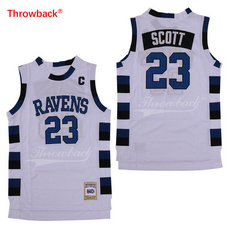 One Tree Hill Ravens #23 Nathan Scott White Throwback Authentic Sitched Basketball jersey