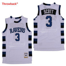 One Tree Hill Ravens #3 Lucas Scott White Throwback Authentic Sitched Basketball jersey