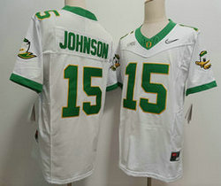 Oregon Ducks #15 Tez Johnson White Inverted Legend Stitched NCAA Jersey