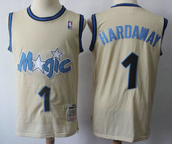 Orlando Magic #1 Anfernee Hardaway Cream Throwback Authentic Stitched NBA jersey