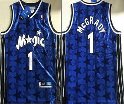 Orlando Magic #1 Tracy McGrady Blue Star Throwback Authentic Stitched NBA jersey