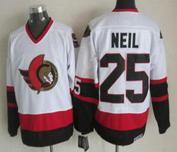 Ottawa Senators #25 Chris Neil 1997-98 White CCM Vintage Throwback Authentic Stitched NHL jersey