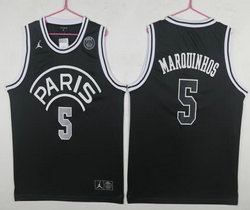 Paris Saint-Germain #5 Marouinhos Black Jordan Fashion Basketball Jersey
