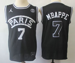 Paris Saint-Germain #7 Mbappe Black Jordan Fashion Jersey