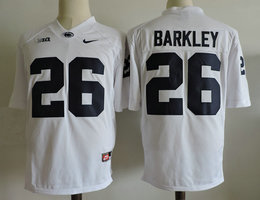 Penn State Nittany Lions #26 Saquon Barkley White With Name Football Jersey