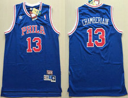 Philadelphia 76ers #13 Wilt Chamberlain Blue Mitchell and Ness Throwback NBA Jersey