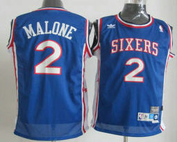 Philadelphia 76ers #2 Moses Malone Blue Authentic Stitched NBA jersey