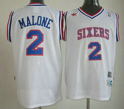 Philadelphia 76ers #2 Moses Malone White Authentic Stitched NBA jersey