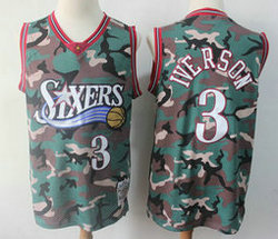 Philadelphia 76ers #3 Allen Iverson 1996-97 New Woodland Camo Authentic Stitched NBA Jersey