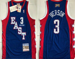 Philadelphia 76ers #3 Allen Iverson All Star 2004 Blue Authentic Stitched NBA jersey HM