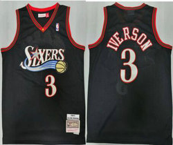 Philadelphia 76ers #3 Allen Iverson Black 1999-00 Hardwood Classic Authentic Stitched NBA Jersey