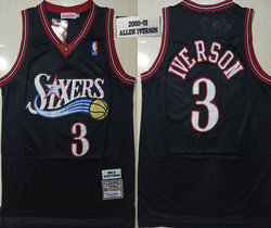 Philadelphia 76ers #3 Allen Iverson Black Mesh 2000-01 Throwback Stitched NBA Jersey