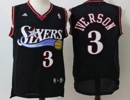 Philadelphia 76ers #3 Allen Iverson Black Throwback Stitched NBA Jersey