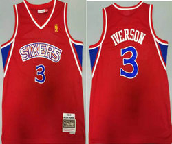 Philadelphia 76ers #3 Allen Iverson Red 1996-97 Hardwood Classic Authentic Stitched NBA Jersey