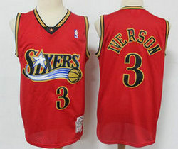 Philadelphia 76ers #3 Allen Iverson Red Hardwood Classics Reshipment limited Authentic Stitched NBA Jersey