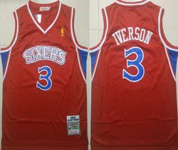 Philadelphia 76ers #3 Allen Iverson Red Mesh 96-97 Authentic Stitched NBA jersey