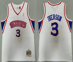 Philadelphia 76ers #3 Allen Iverson White 1996-97 Hardwood Classic Authentic Stitched NBA Jersey