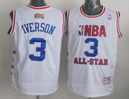 Philadelphia 76ers #3 Allen Iverson White 2003 All Star Authentic Stitched NBA jersey