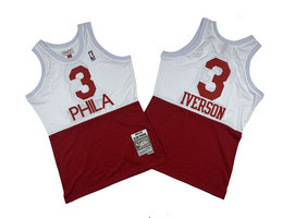 Philadelphia 76ers #3 Allen Iverson White Red 03-04 Hardwood Classic Authentic Stitched NBA Jersey