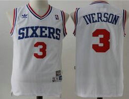 Philadelphia 76ers #3 Allen Iverson White classic retro Authentic Stitched NBA jersey