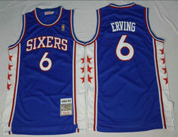 Philadelphia 76ers #6 Julius Erving Blue 1982-83 Mitchell and Ness Throwback NBA Jersey