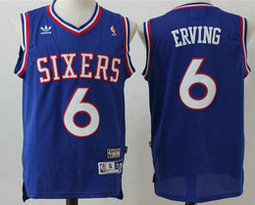 Philadelphia 76ers #6 Julius Erving Blue Mitchell and Ness Throwback NBA Jersey