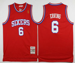 Philadelphia 76ers #6 Julius Erving Red 1982-83 Mitchell and Ness Throwback NBA Jersey