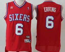 Philadelphia 76ers #6 Julius Erving Red Mitchell and Ness Throwback NBA Jersey