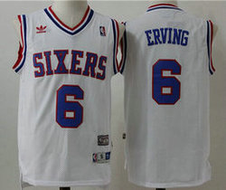 Philadelphia 76ers #6 Julius Erving White Mitchell and Ness Throwback NBA Jersey