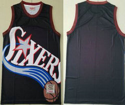 Philadelphia 76ers Black Hardwood Classics Authentic Stitched NBA Jersey